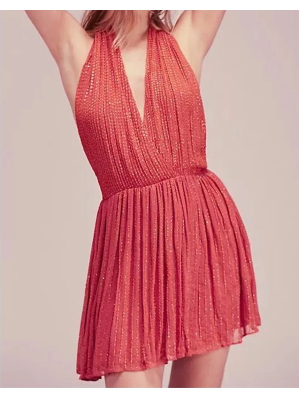 NWOT Free People Special Edition Be Mine Halter
Beaded Mini Dress Sz M
MSRP $248